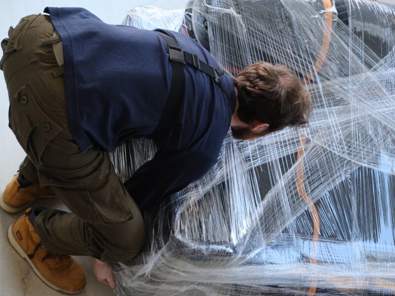 Stretch film wrapping furniture